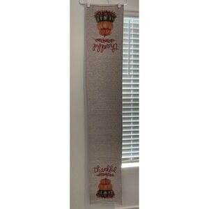 00005 Thankful Fall‎ Harvest Table Runner Woven Tapestry Pumpkins 73"X12 1/2"